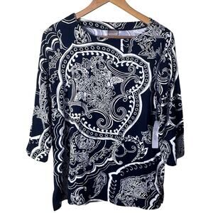 NEW Chicos Black and White Printed Top Size 1 (US M/8)